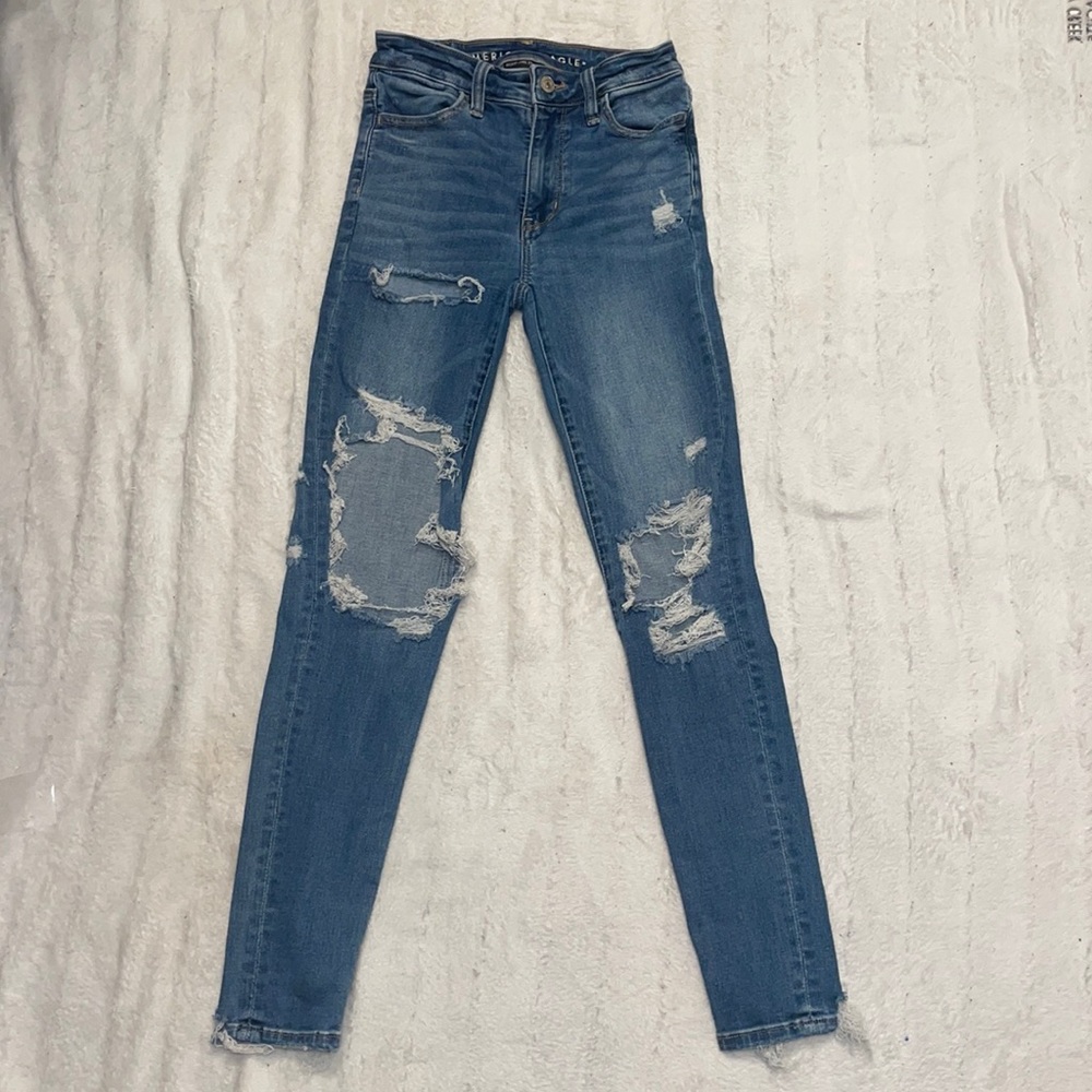 American Eagle “Next Level Stretch” super High Rise Jeggings size 0 - Picture 1 of 16